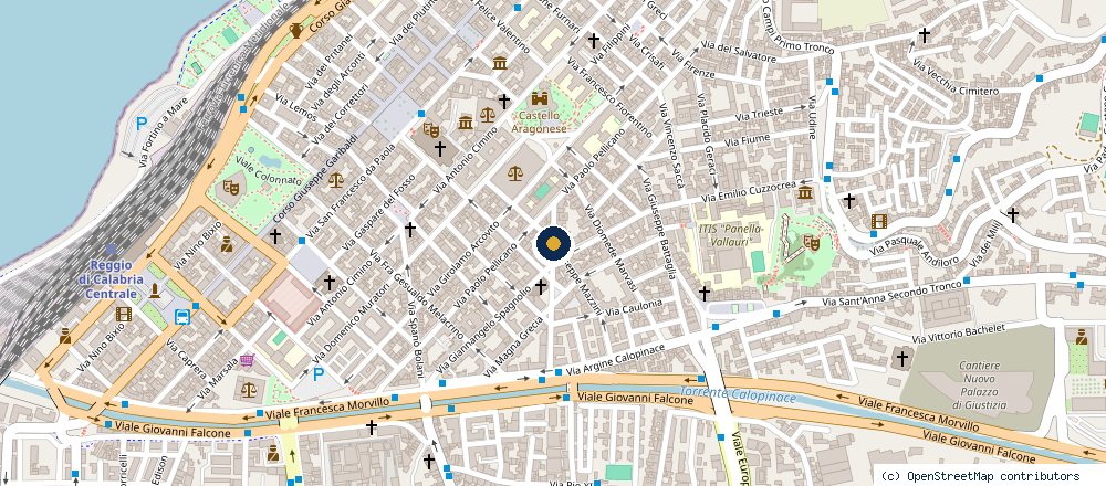 Mappa della zona della sede sezionale, in Via Nicolo' da Reggio a Reggio Calabria